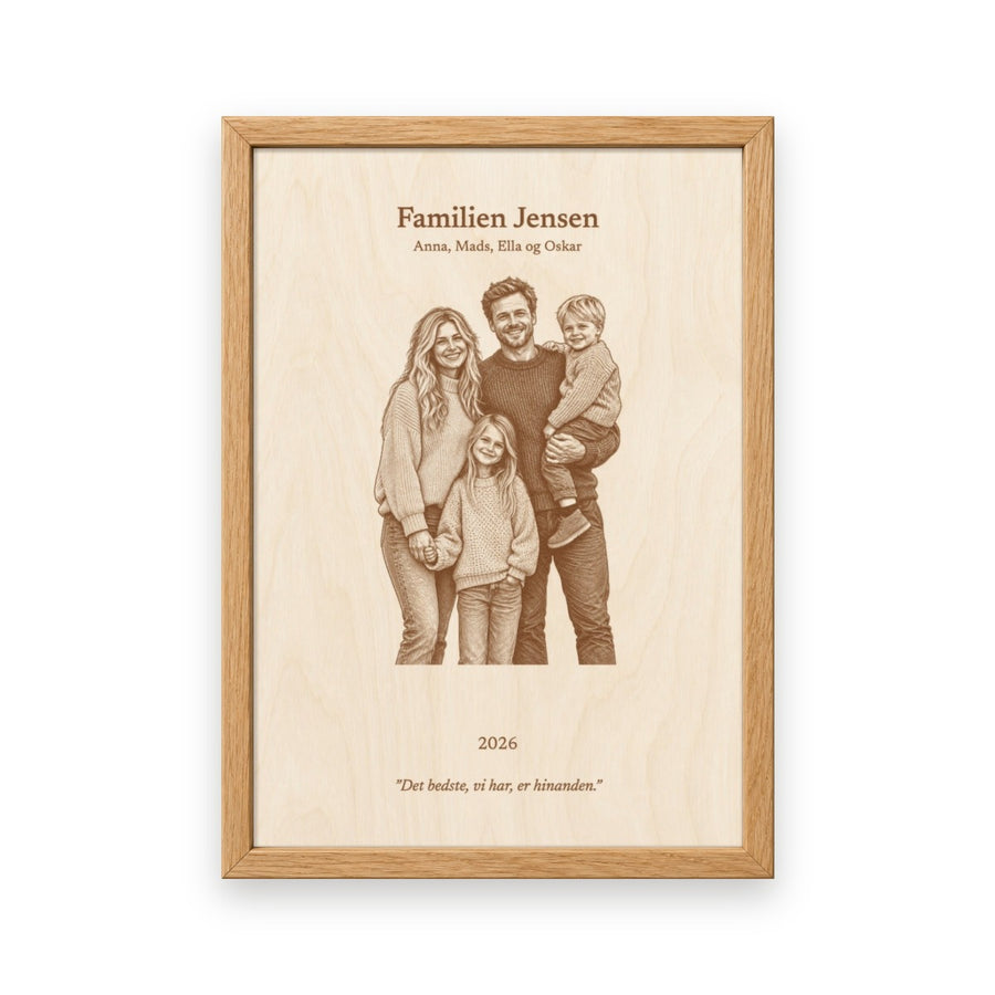 Familieplakat i træ
